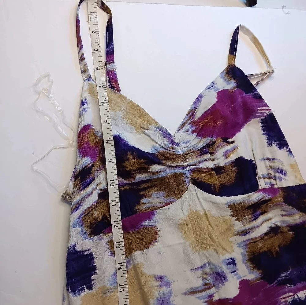 Women's maxi Sundress tie-dye style print Sleeveless Beach Rayon sz M. - Picture 9 of 17